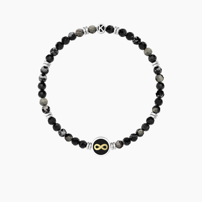 Bracciale uomo con simbolo infinito e pietre naturali