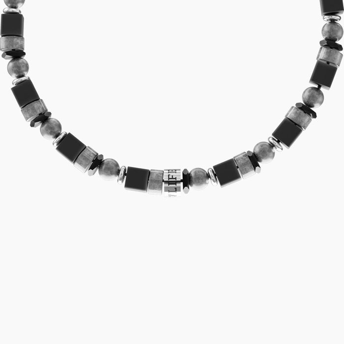 Bracciale uomo in acciaio con pietre naturali e frase