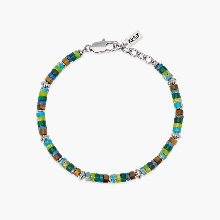 Bracciale in diaspro multicolor e occhio di tigre