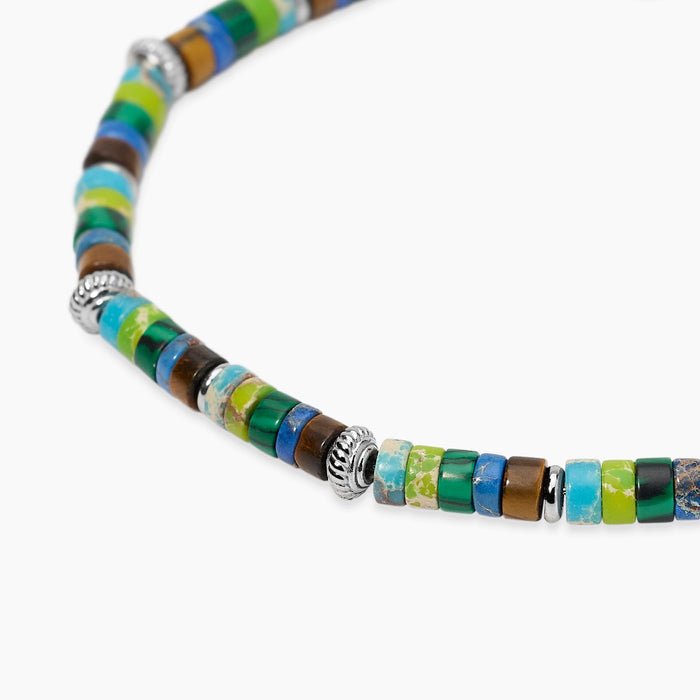 Bracciale in diaspro multicolor e occhio di tigre