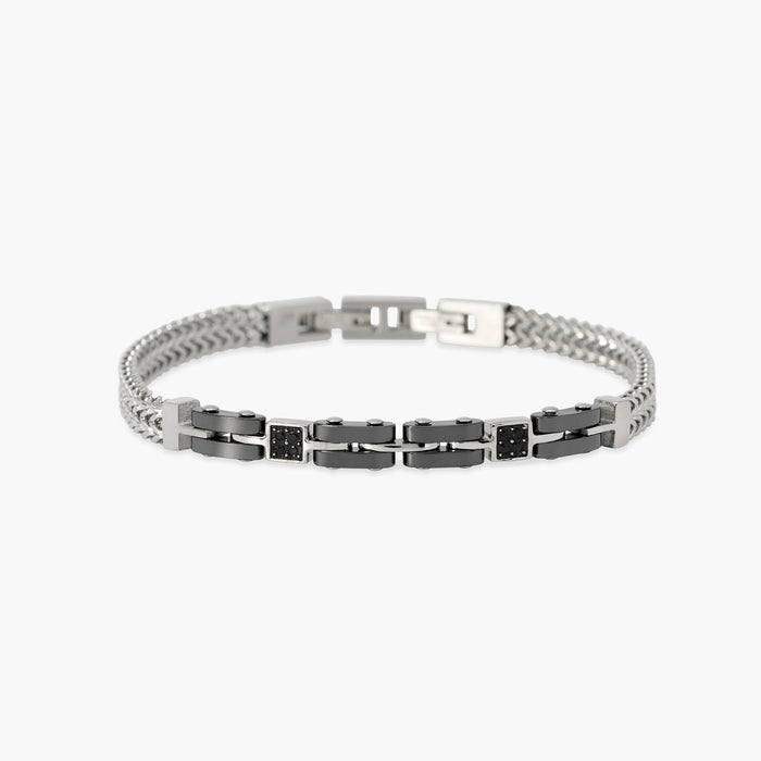 Bracciale in acciaio e ceramica nera