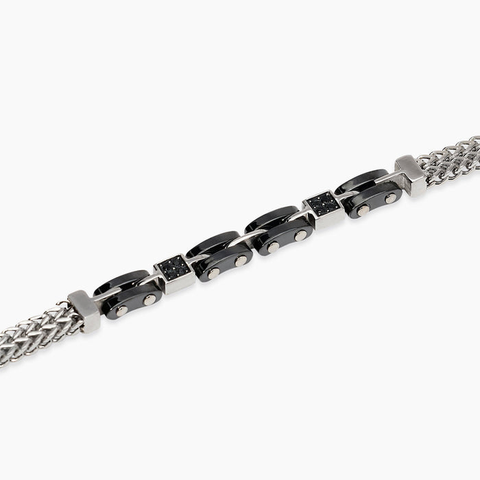 Bracciale in acciaio e ceramica nera