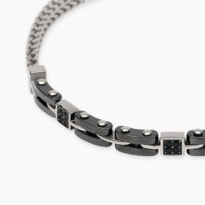 Bracciale in acciaio e ceramica nera