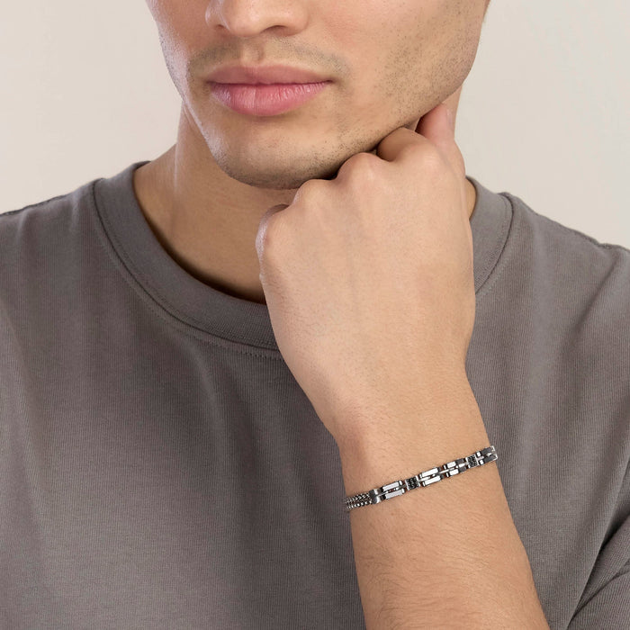 Bracciale in acciaio e ceramica nera