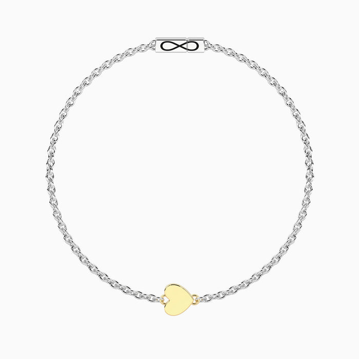 Bracciale infinity con cuore 9 carati