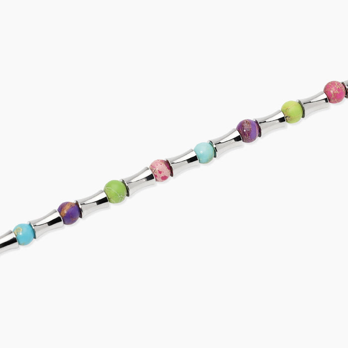 Bracciale con elementi bambù e diaspri multicolor