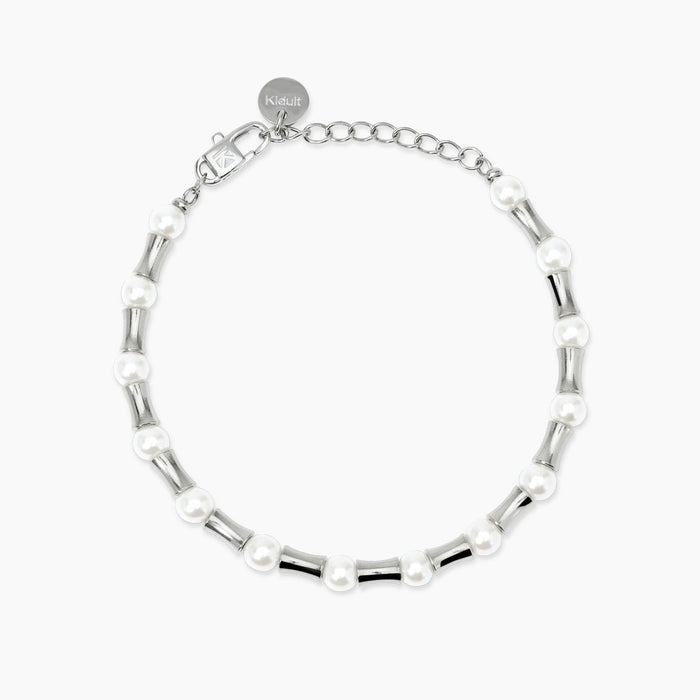 Bracciale con elementi bambù e perle conchiglia