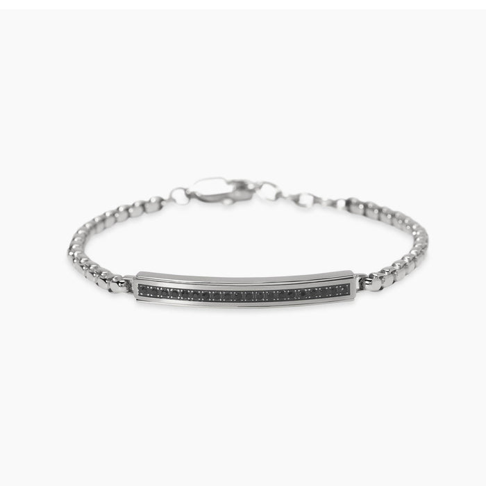 Bracciale con piastra in cristalli neri