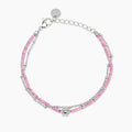 Bracciale con catene in acciaio e rosa