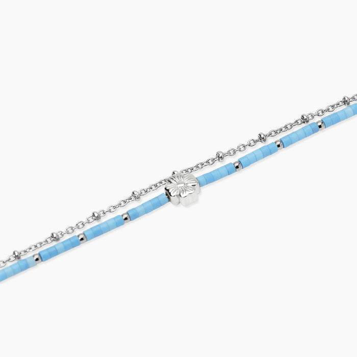 Bracciale con catene in acciaio e turchese