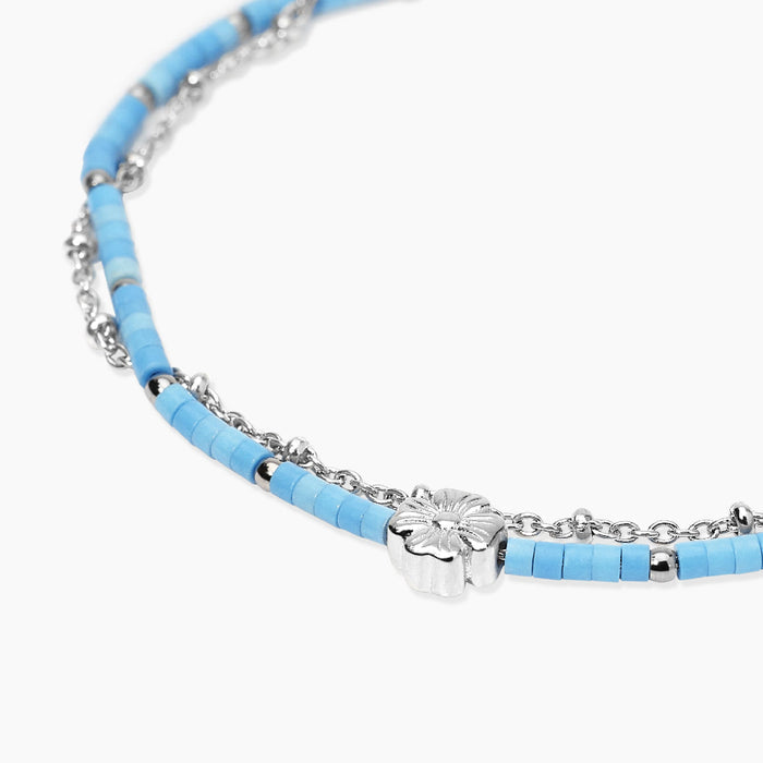 Bracciale con catene in acciaio e turchese