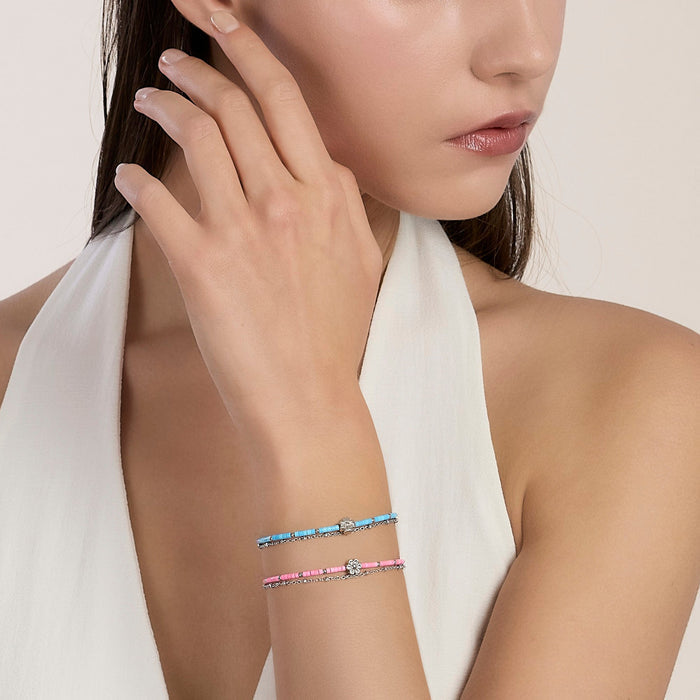 Bracciale con catene in acciaio e turchese