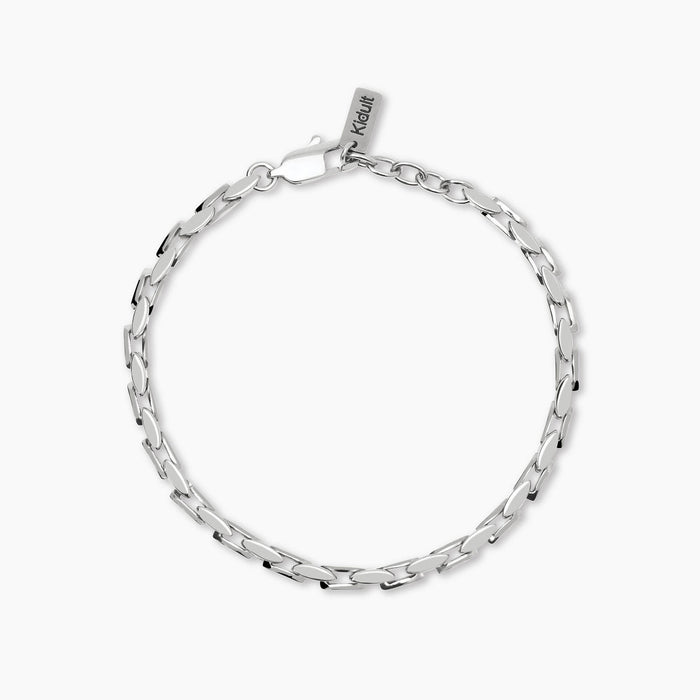 Bracciale uomo regolabile con catena in acciaio argentato