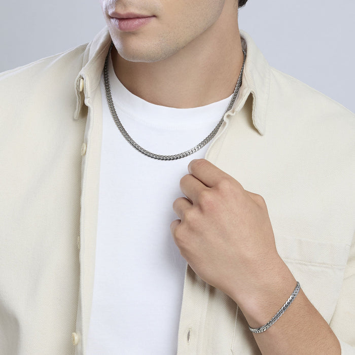 Bracciale con catena groumette piatta