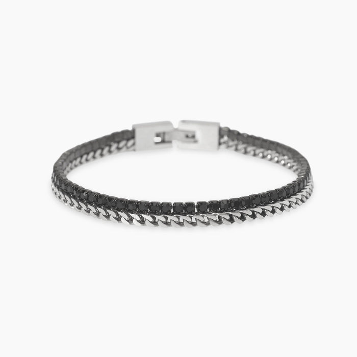Bracciale con catena franco e catena in cristalli