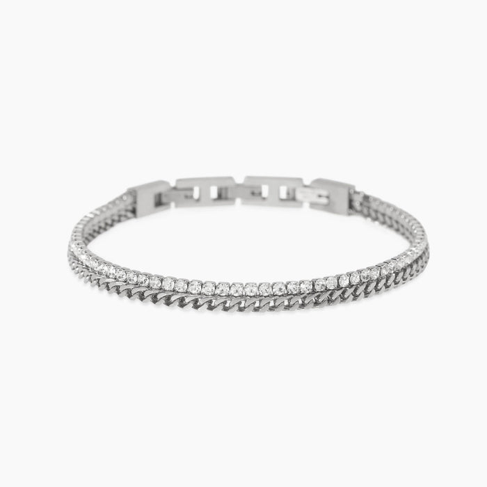 Bracciale con catena franco e catena in cristalli
