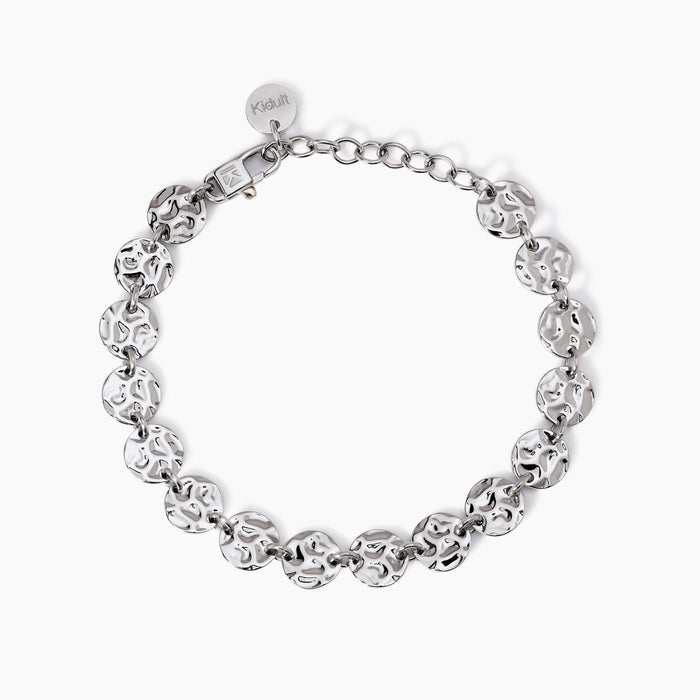Bracciale martellato in acciaio argentato