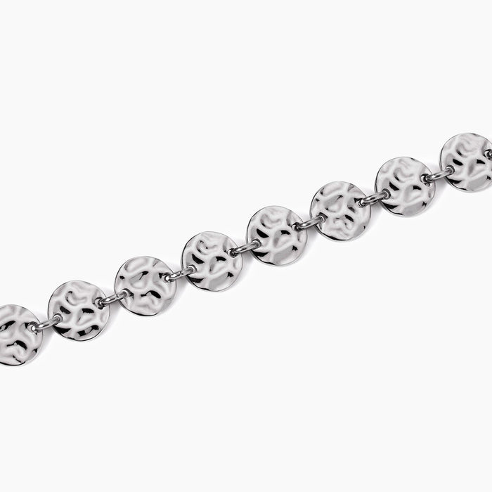 Bracciale martellato in acciaio argentato