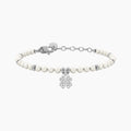 Bracciale con perle e quadrifoglio