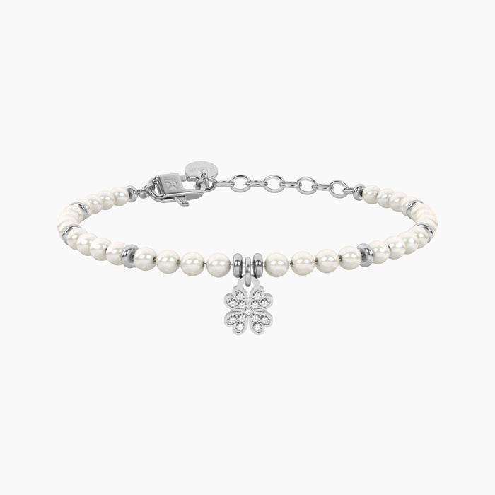 Bracciale con perle e quadrifoglio