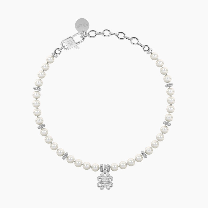 Bracciale con perle e quadrifoglio