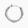 Bracciale catene con perle e tennis di cristalli bianchi