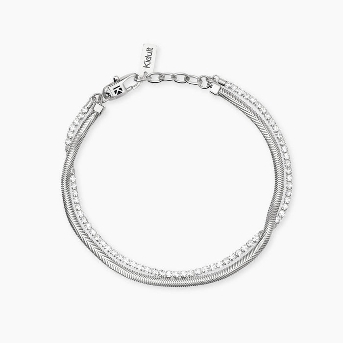 Bracciale con catena snake e tennis di cristalli