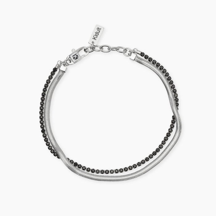 Bracciale con catena snake e tennis di cristalli