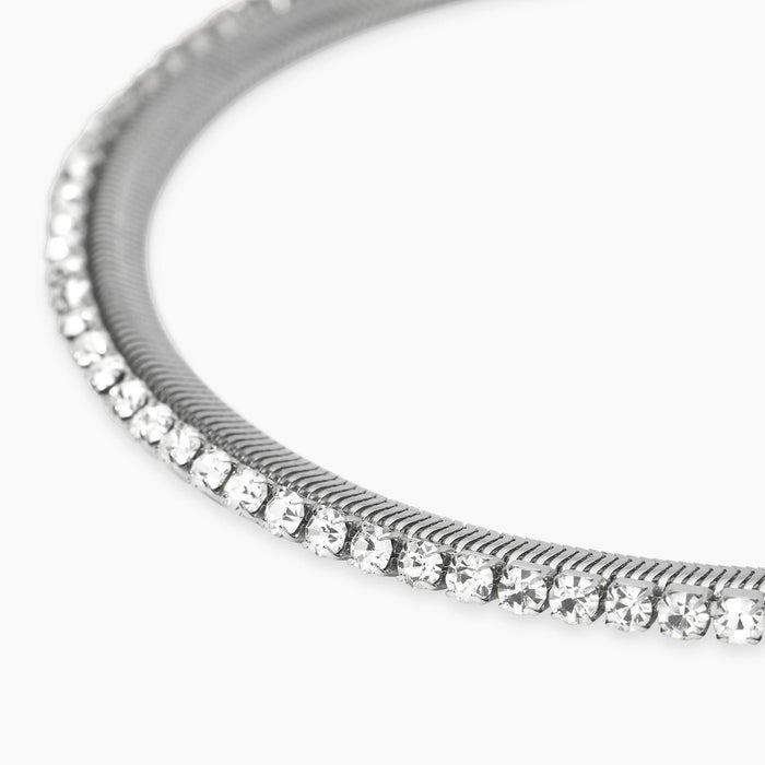 Bracciale con catena snake e tennis di cristalli