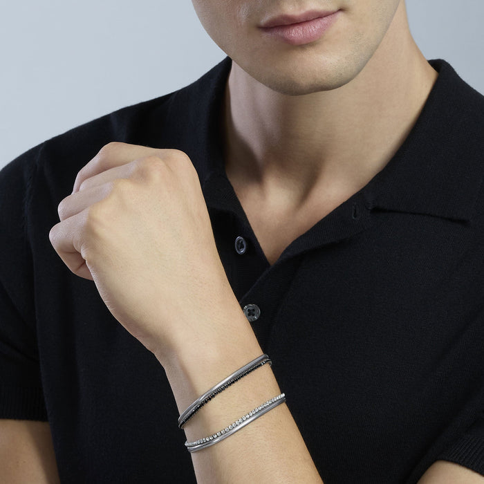 Bracciale con catena snake e tennis di cristalli