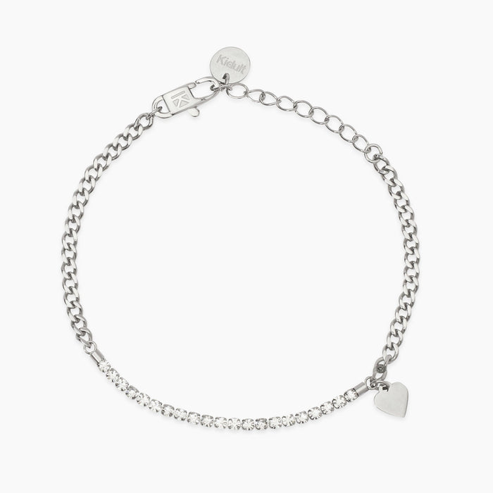 Bracciale con tennis di cristalli e cuore