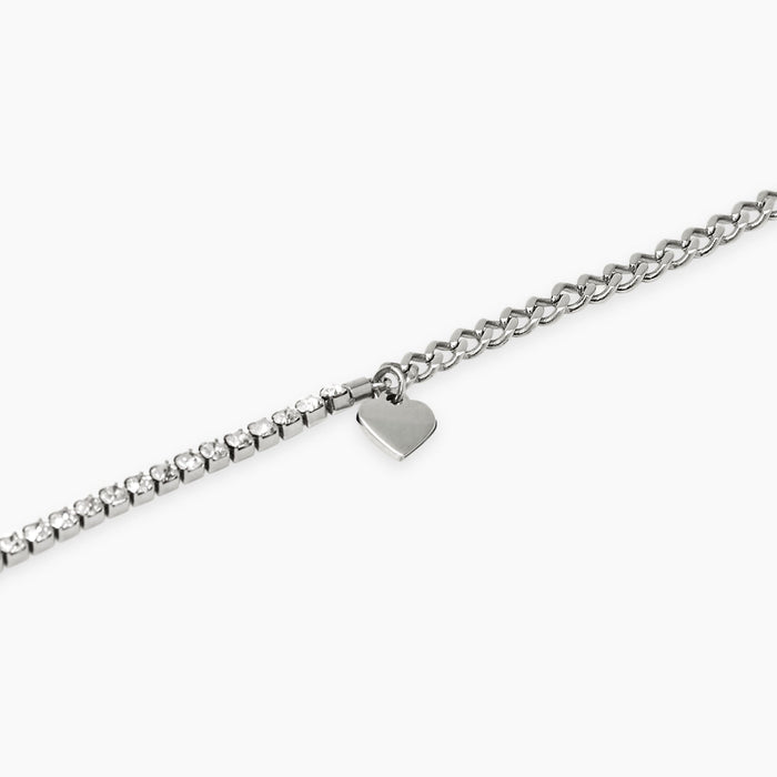 Bracciale con tennis di cristalli e cuore