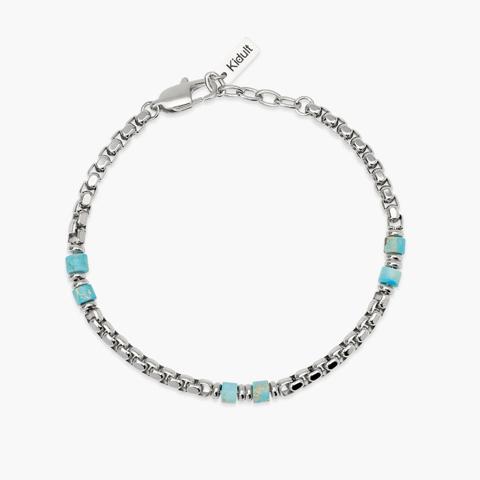 Bracciale con catena veneta e cilindri in diaspro azzurro