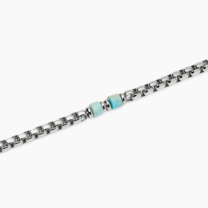 Bracciale con catena veneta e cilindri in diaspro azzurro