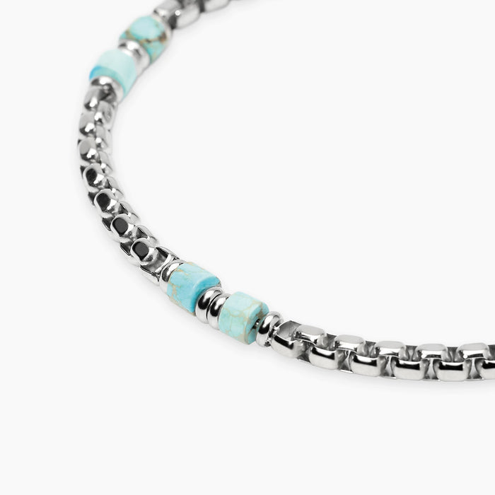 Bracciale con catena veneta e cilindri in diaspro azzurro