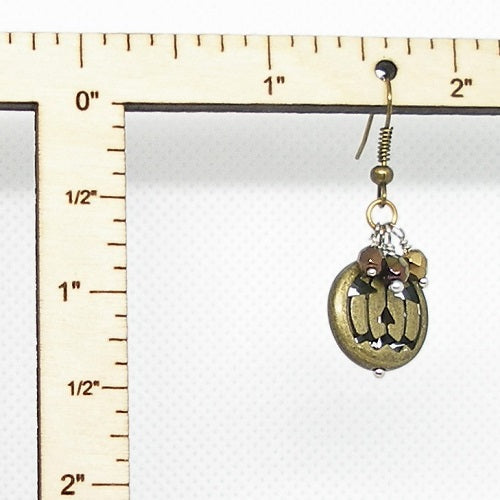 Brass Jack o Lantern Dangle Earrings