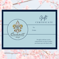Gift certificate from Brummitt Jewelry Design Studio with decorative elements on a spring floral background