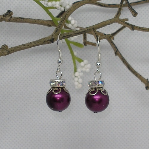 Burgundy Pearl Ornament Earrings