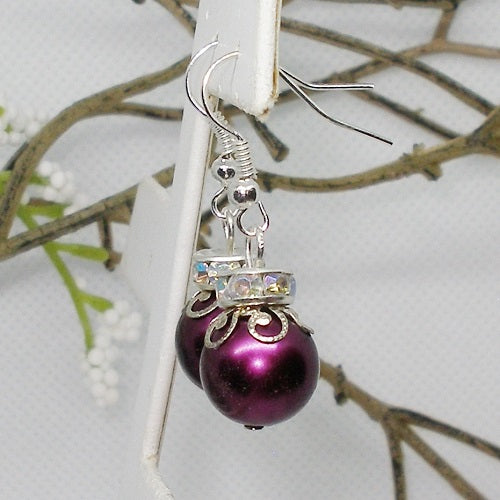Burgundy Pearl Ornament Earrings