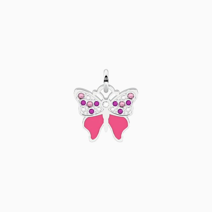 Ciondolo farfalla con cristalli rosa