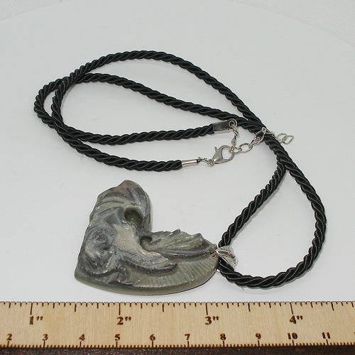Carved Dragon Heart Pendant Necklace