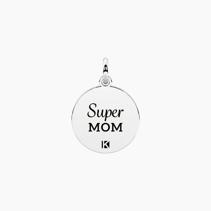 Ciondolo con scritta Super Mom e cuore