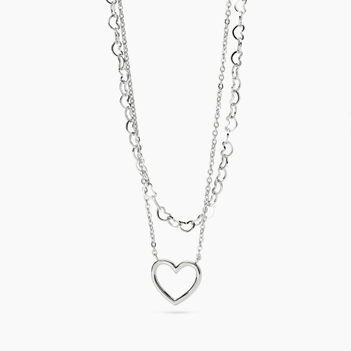 Girocollo doppia catena e cuore