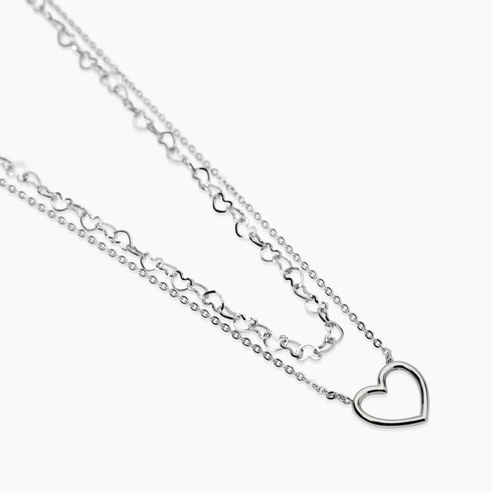 Girocollo doppia catena e cuore