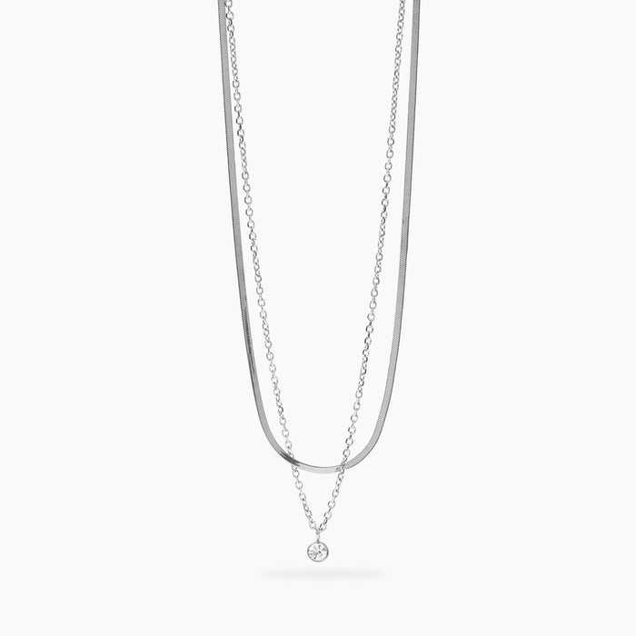 Girocollo con catene e cristallo
