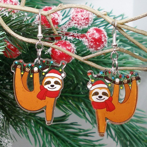 Christmas Sloth Earrings