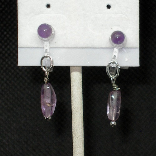Clip on Amethyst Dangle Earrings