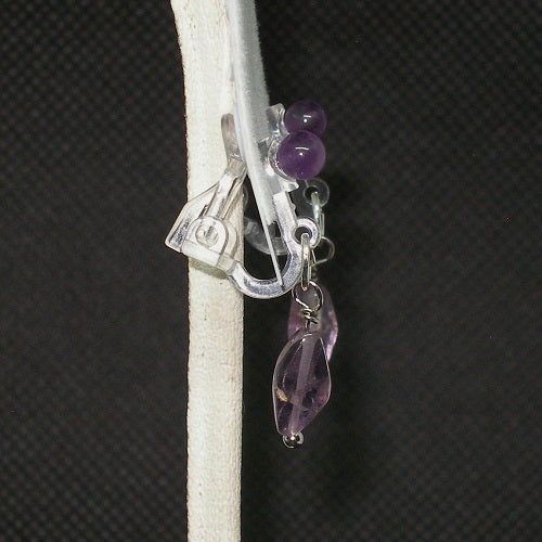 Clip on Amethyst Dangle Earrings