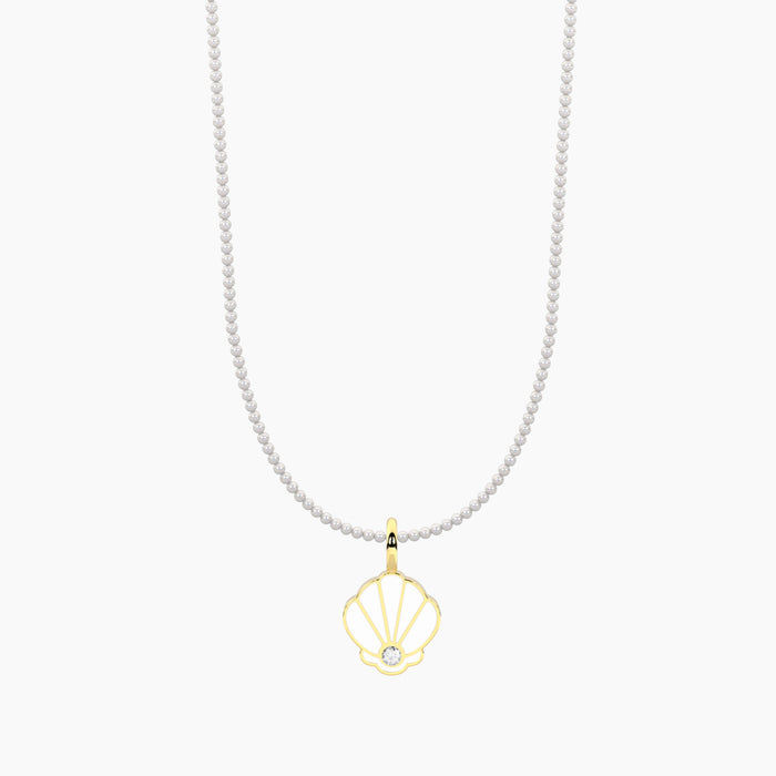 Collana SEÑORITA bianca e ciondolo dorato CONCHIGLIA