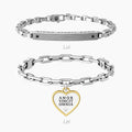 Coppia di bracciali con catena e frase Amor vincit omnia